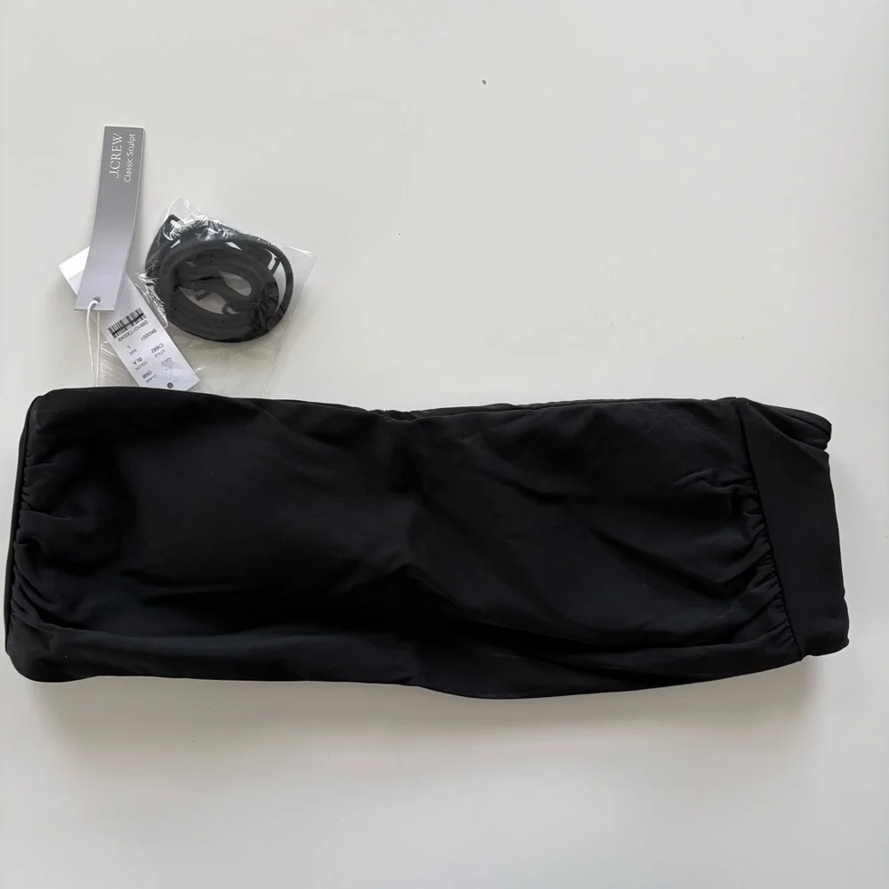 NWT J. Crew Bandeau Bikini Top Classic Sculpt Black - Picture 2 of 6